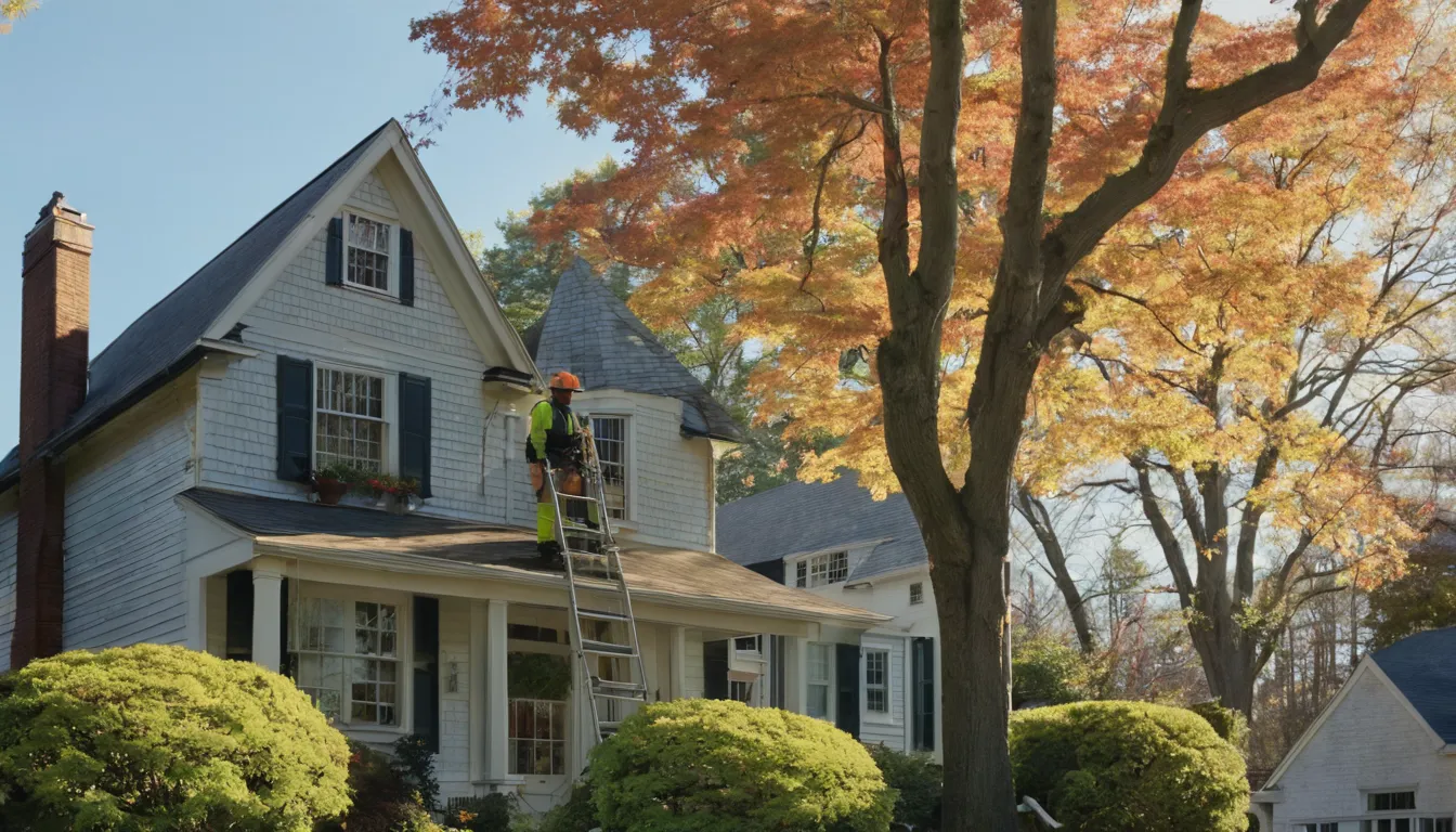 A tall tree beside a home in Fawn Grove with a provider assessing it